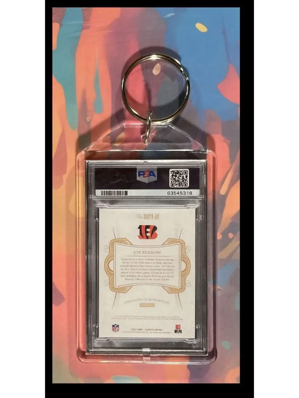 2970 Joe Burrow 2020 Panini Flawless Dual Patch Auto Keychain
